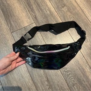 Black holographic fanny pack